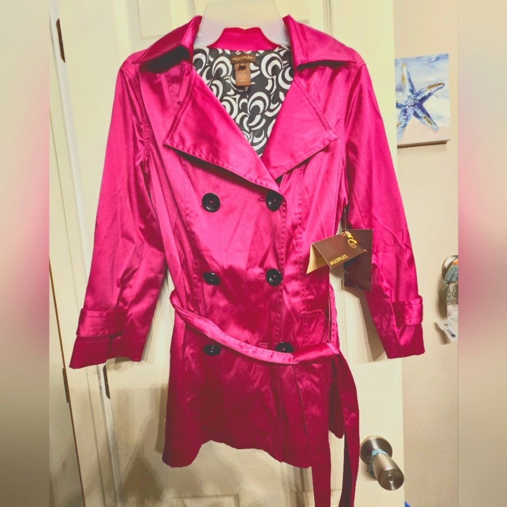 Multiples Missy royal flush berry small pink double breasted coat jacket